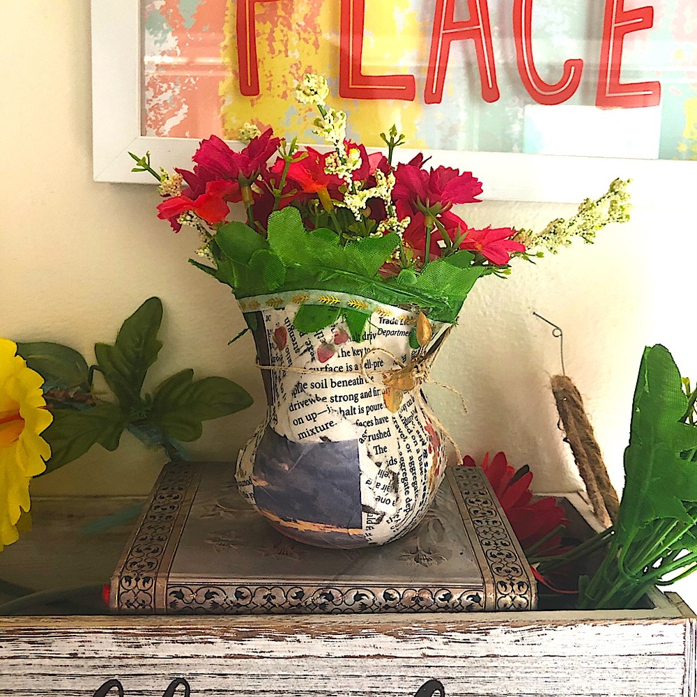 Whimsical Curvy Faux Floral Decor Jar